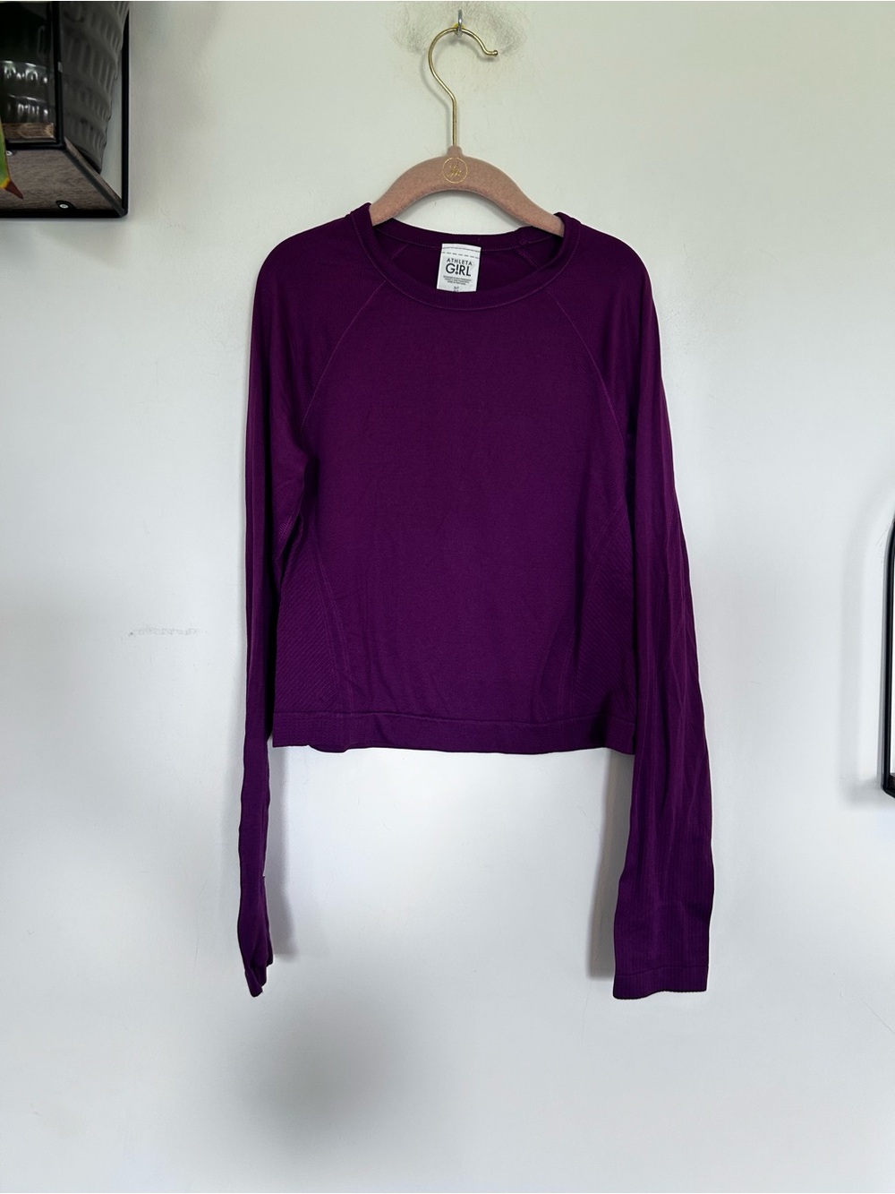 Athleta Girl Power Up Sport Length Top Long Sleeve Color Azalea Size Small/7